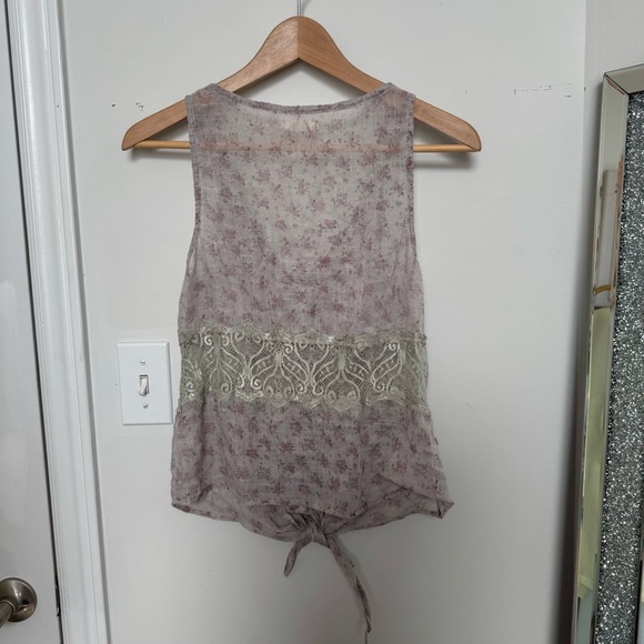 Flowy Lavender Sleeveless Top w Lace cottage shabby chic boho prairie M - Picture 6 of 6